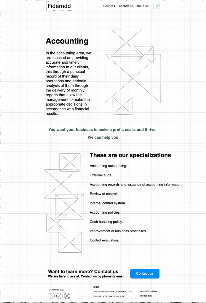 Accounting page wireframe