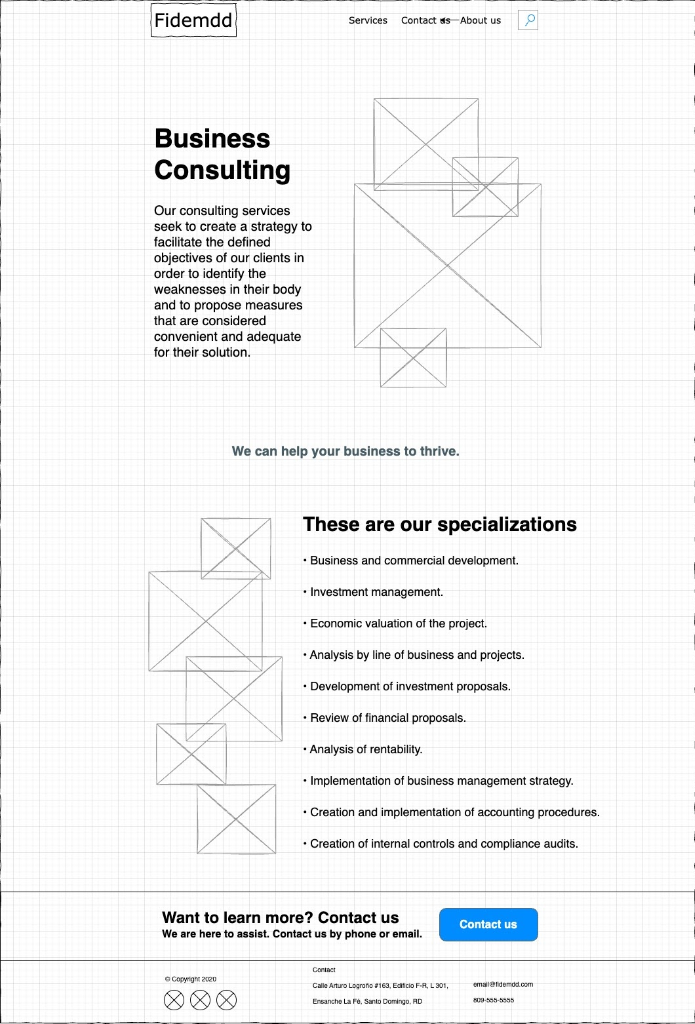 Consulting page wireframe