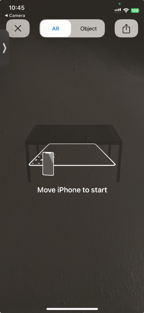 AR mobile start screen
