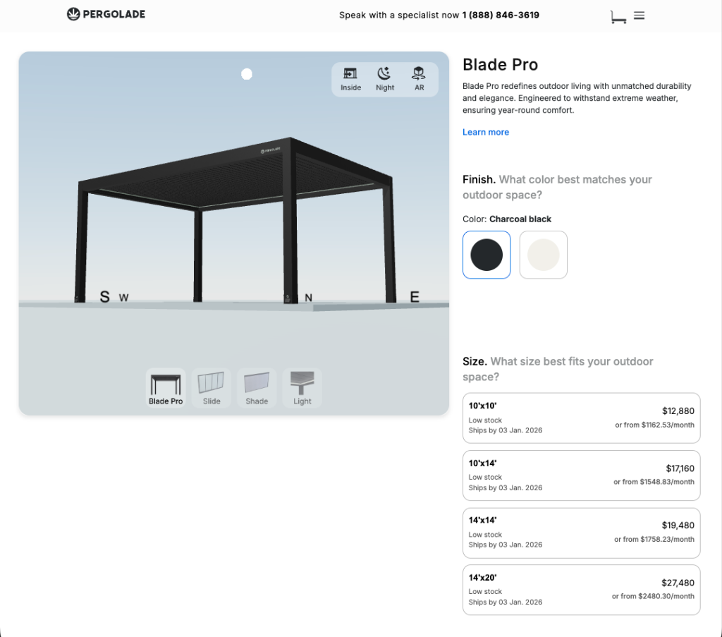 Clear decision steps in the configurator